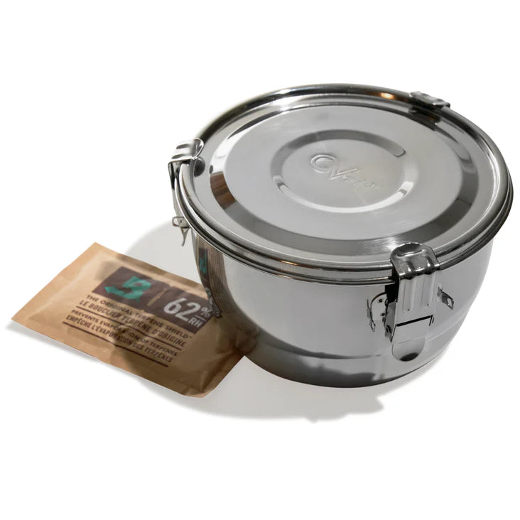 CVault 4 Liter (1/2 pound) Humidity Control Airtight Metal Container + Humidipak