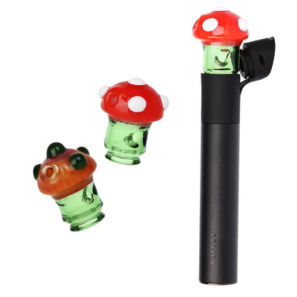Pulsar Mushroom Glass Mouthpiece Attachment for Puffco Pivot w/ Display Stand - RANDOM COLOR