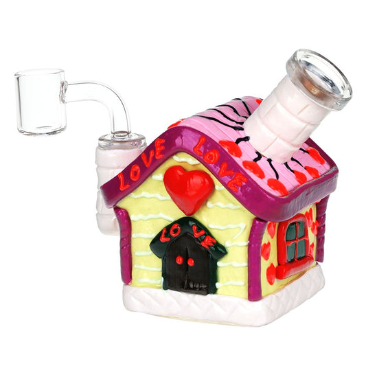 Valentine's Love Shack Resin Sculpted Glass Dab Rig - 4.5" / 14mm F