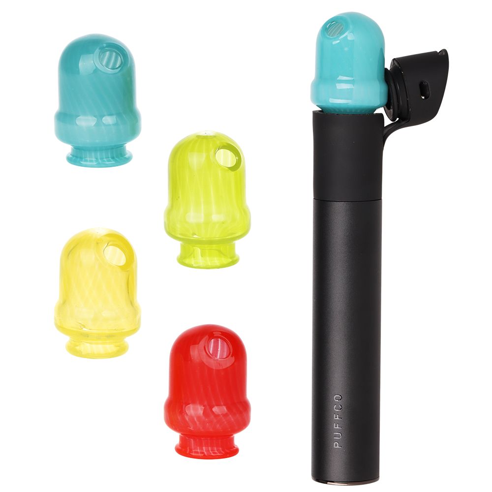 Pulsar Round Tip Glass Mouthpeice Attachment for Puffco Pivot w/ Display Stand - RANDOM COLOR