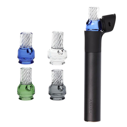 Pulsar Vortex Glass Mouthpiece Attachment for Puffco Pivot w/ Display Stand - RANDOM COLOR
