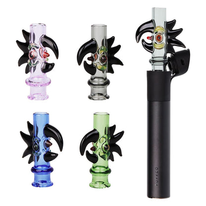 Pulsar Cockatoo Glass Mouthpeice Attachment for Puffco Pivot w/ Display Stand - RANDOM COLOR